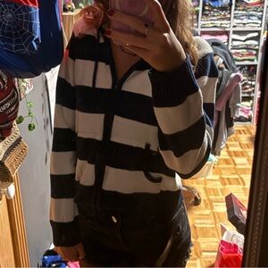 Pink Rose Navy and White Striped Sweater